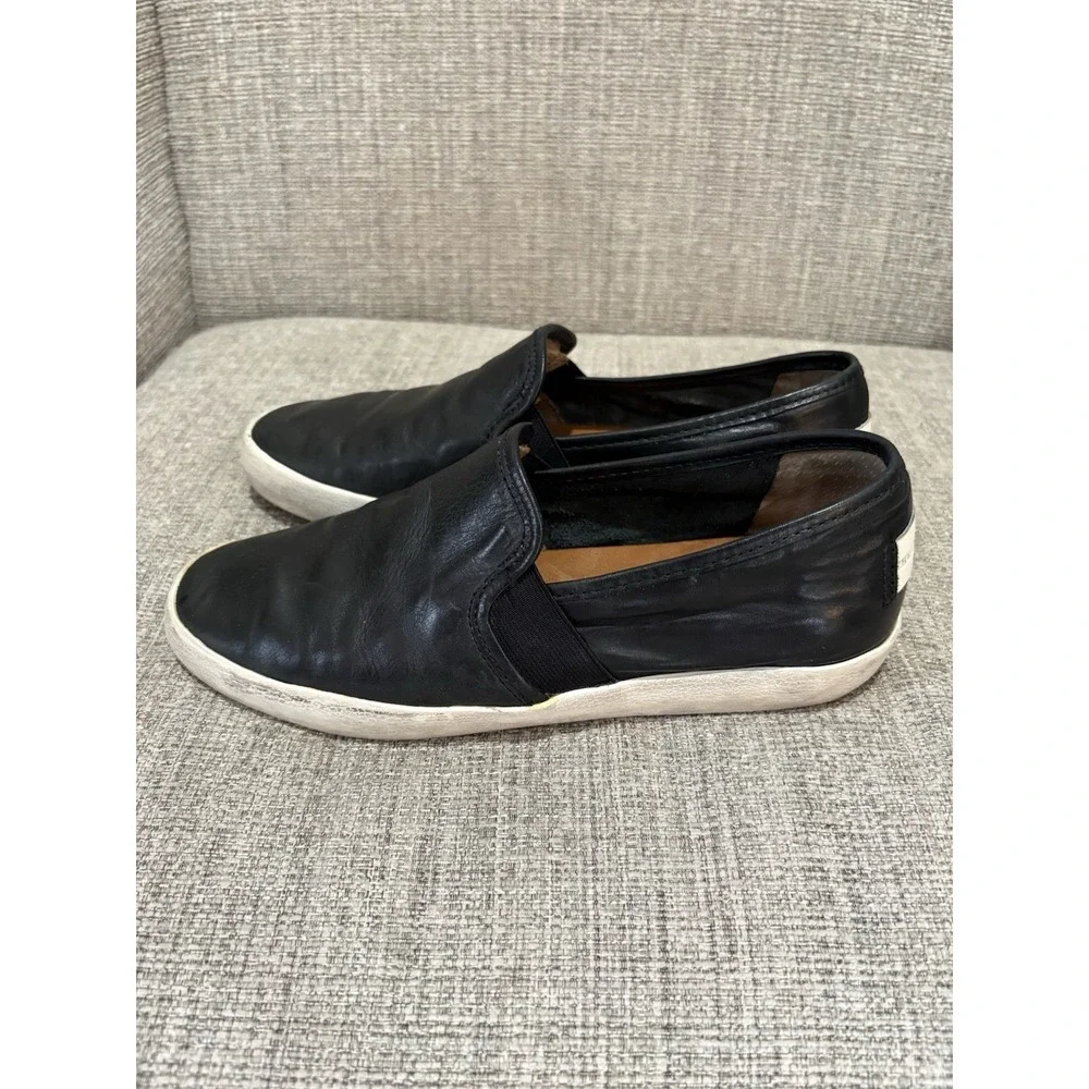 Women's Frye Black Leather Slip On‎ Sneakers  6.5